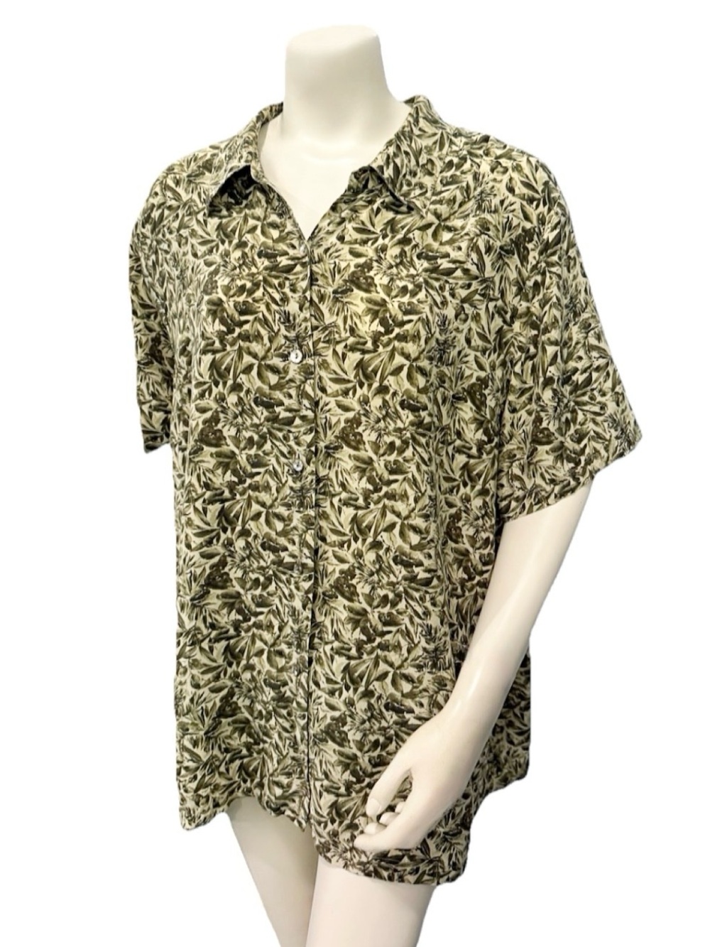 Elisabeth Petite Liz Claiborne Silk Blouse 22P Floral Button Up Top